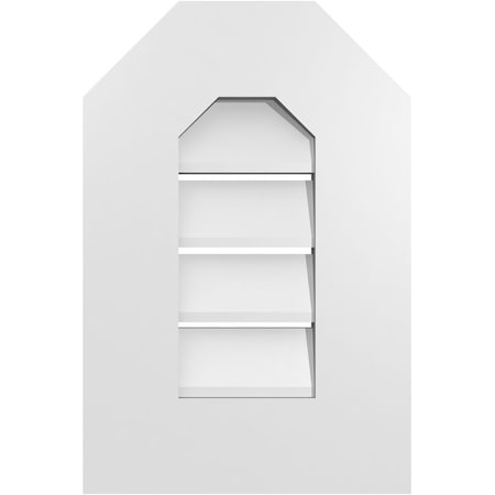 Ekena Millwork Octagonal Top Surface Mount PVC Gable Vent: Functional, w/ 3-1/2"W x 1"P Standard Frame, 12"W x 18"H GVPOT12X1801SF